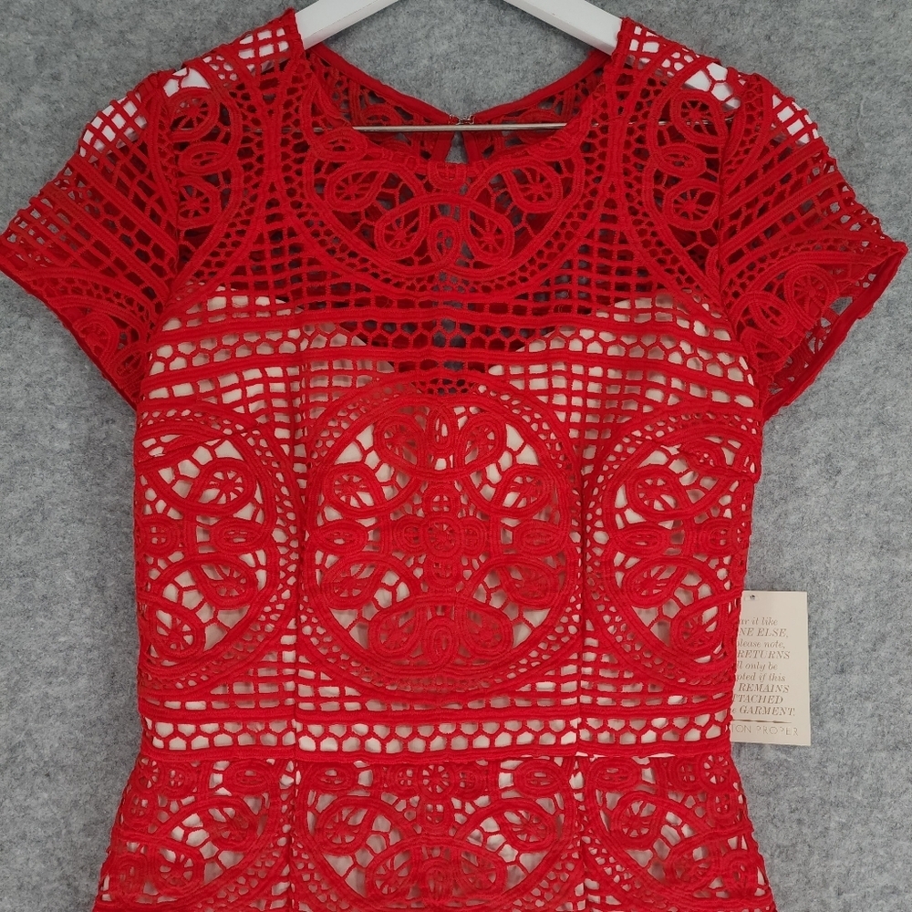 Boston Proper Lace Overlay Mini Dress - Picture 2 of 8